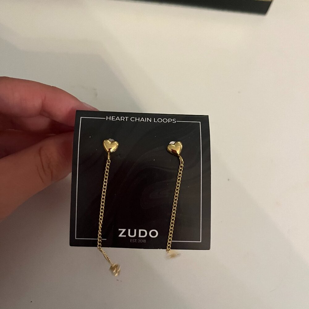 Heart Hoop Chain Earrings